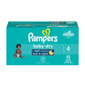 Pampers Baby Dry Talla 4 (22 a 37 lbs) 1x92 unds Caja