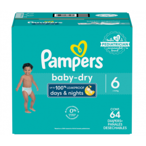 Pampers Baby Dry Pañales Talla 6 (35 lbs) 1x64 unds Caja