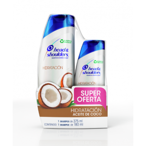 Head & Shoulders Pack Shampoo Hidratacion Aceite De Coco, 375 ml/Shampoo, 180 ml