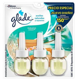 Glade PISO Repuesto Paraiso Azul 3 Unidades, 63 ml