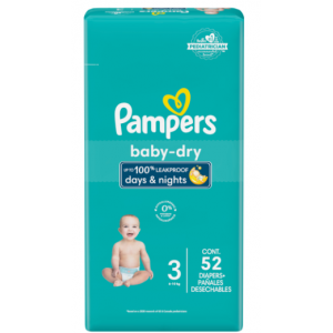 Pampers Baby Dry Pañales Talla 3, 52 Unidades