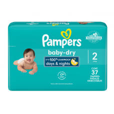 Pampers Baby Dry Talla 2 Jumbo, 37 Unidades