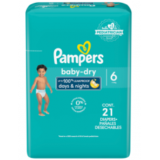 Pampers Baby Dry Talla 6 Jumbo, 21 Unidades