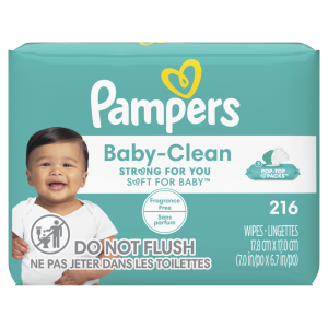 Pampers Toallitas Baby Clean S/Aroma, Paquete 216 Unidades