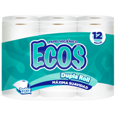 Papel Higienico ECOS Dupla Rollo 300 Doble Hoja - 12 Rollos