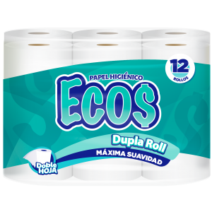 Papel Higienico ECOS Dupla Rollo 300 Doble Hoja - 12 Rollos